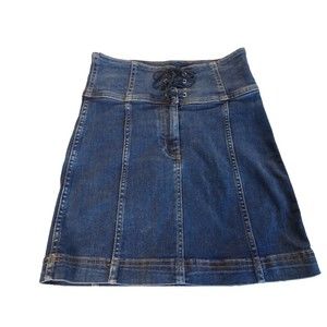Free People Womens Skirt 2 Denim Mini Lace Up